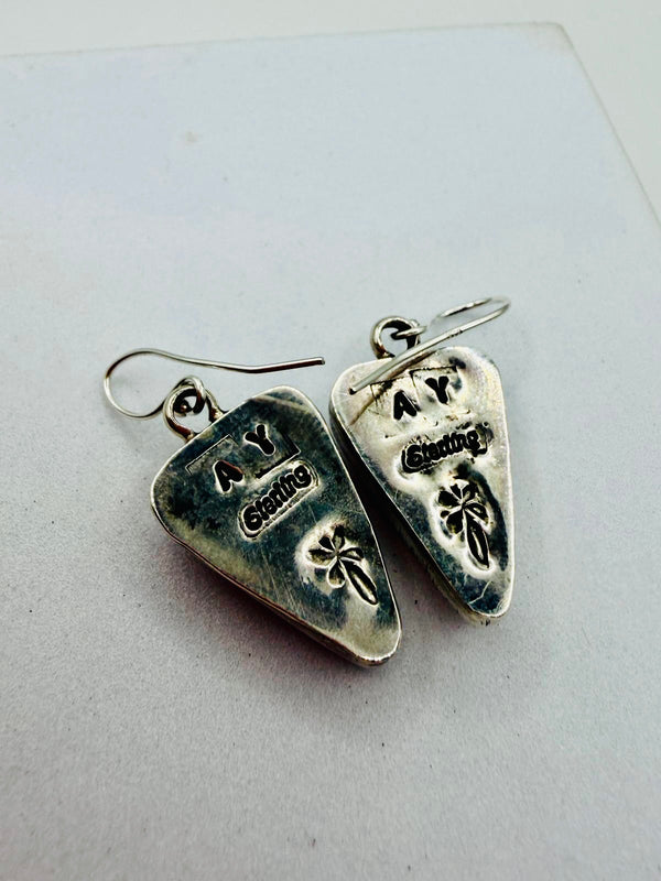 ADRIAN YAZZIE NATIVE HANDMADE PINK CONCH FISHHOOK EARRINGS (LA 75)