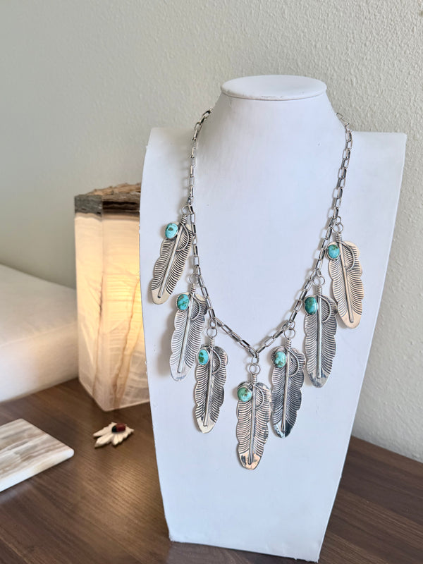 ZIA NATIVE HANDMADE SONORAN GOLD TURQUOISE NECKLACE (JR 181)